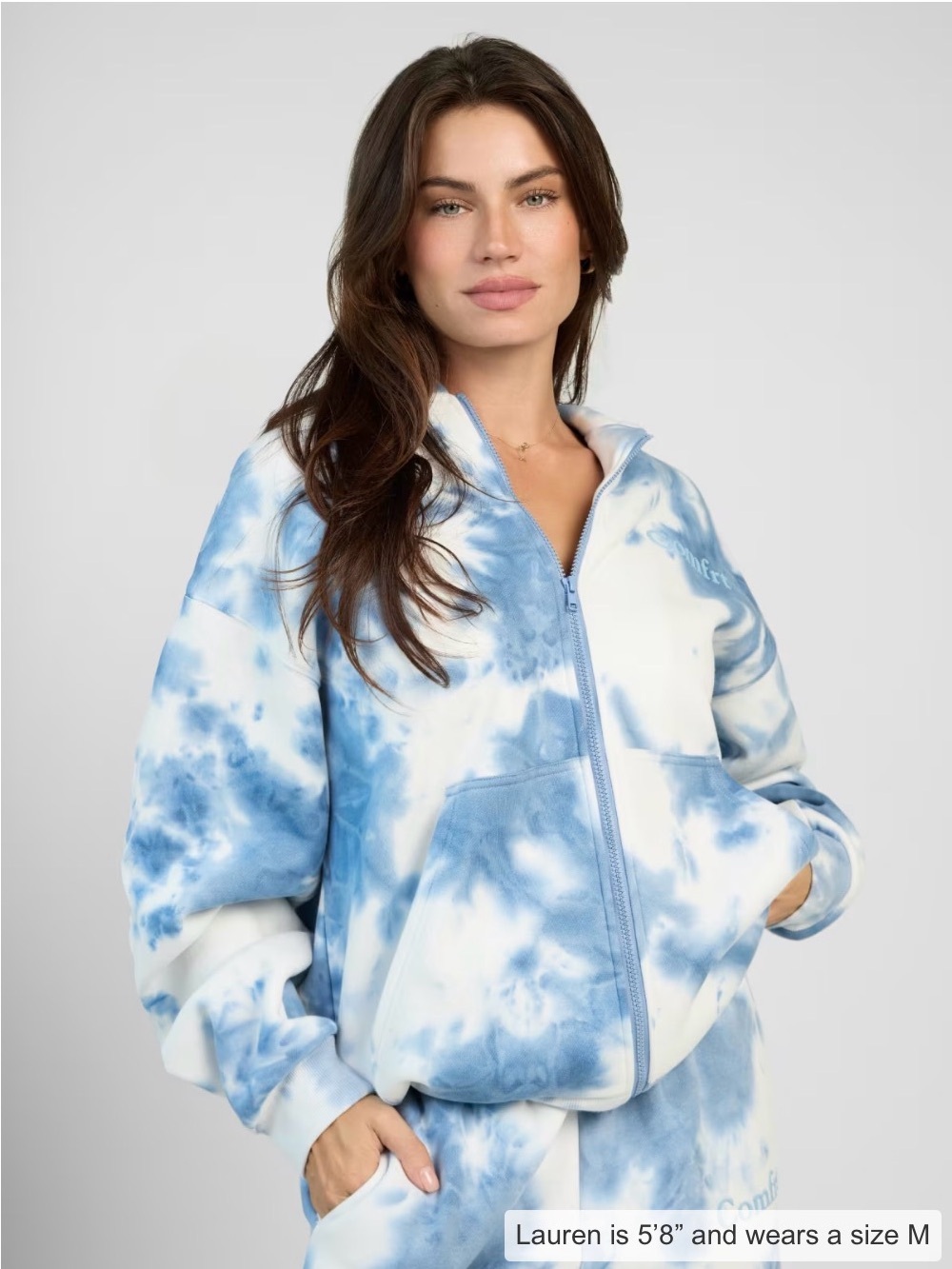 Blue Tie-Dye Zip Puffer Jacket